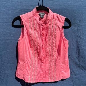 100% Cotton Rafaella Petites 6 Petite pink button up blouse lace natural fibers